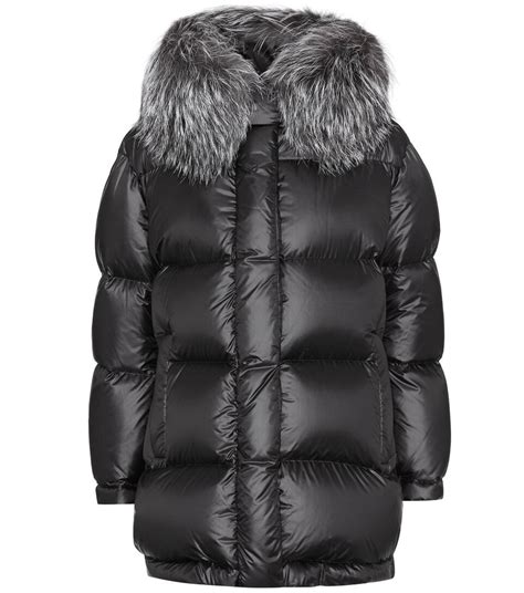 prada fur trimmed down jacket|Black Shearling Fur Coat .